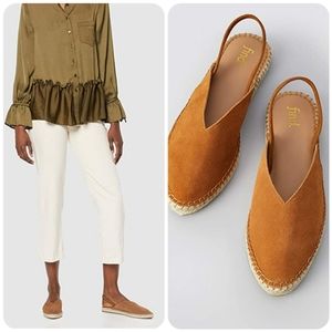 FIND. Slingback Leather Espadrille Slip On Sandals Brown Tan | US 6.5 / EU 37 |